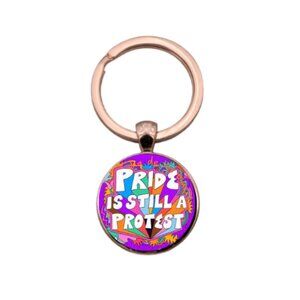 PRIDE IS STILL A PROTEST CUSTOM KEY RING